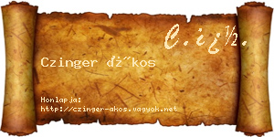 Czinger Ákos névjegykártya